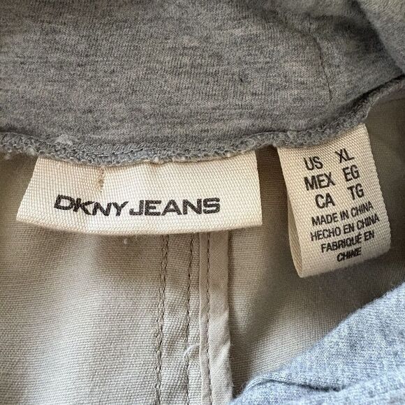 DKNY Jeans Tan Mixed Media Hooded Utility Jacket Womens XL - Picture 5 of 6